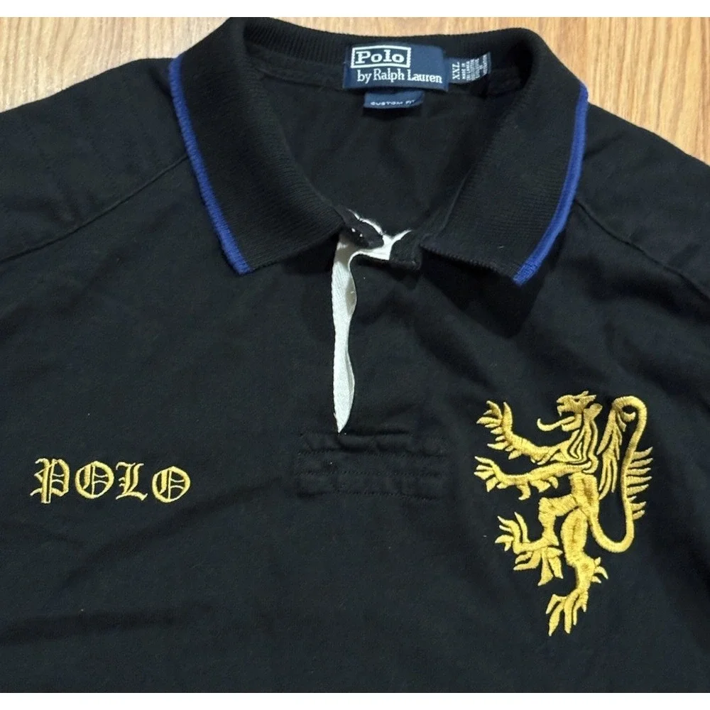Vintage Polo Ralph Lauren Rugby Lion Crest Old English Spell Out Shirt XXL RRL
